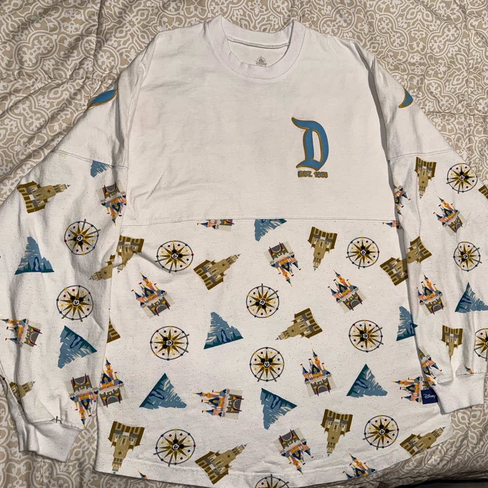 Disney White and Gold Patterned Jersey